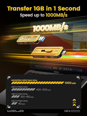 MOVE SPEED WD10 128GB-2TB 1000MB/s Read/Write Speed, USB 3.2 Gen2+Type